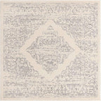 Unique Loom Isabella Collection Area Rug - Rossellini (5' Square, White/ Black)