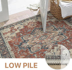 GENIMO 2'6''x10 Runner Rugs for Hallway, Machine Washable Non Slip Vintage Rugs, Low Pile Lightweight Soft Print Rug for enrtyway, Corridor, Home Office, Kitchen, Bordeaux