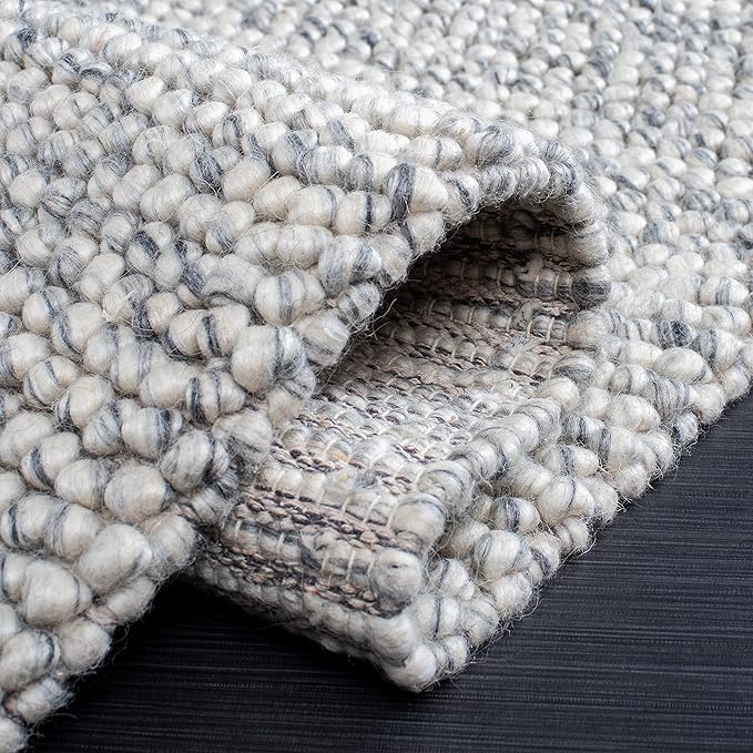 SAFAVIEH Area Rug 11x15 - Natura Collection - Large - Light Grey & Ivory, Handmade Wool Blend, Textured Design, Ideal for Living Room, Bedroom, Dining Space (NAT620G)