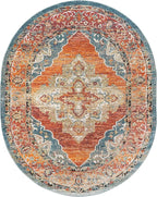 Unique Loom Isabella Collection Area Rug - Rossellini (7' 10" x 10' Oval, Rust Red/ Beige)