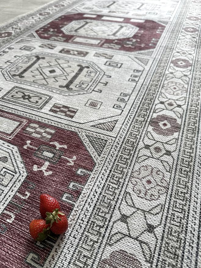 Fame Living Faded Oushak Rug, Turkish Vintage Floral Pastel Large Oversized Area Rugs for Living Room Dining Bedroom Kitchen Bathroom Nursery (848CrRd, 7'5" x 9'8")