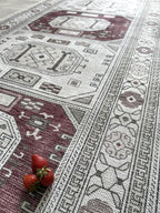 Fame Living Faded Oushak Rug, Turkish Vintage Floral Pastel Large Oversized Area Rugs for Living Room Dining Bedroom Kitchen Bathroom Nursery (848CrRd, 2'5" x 9'8")