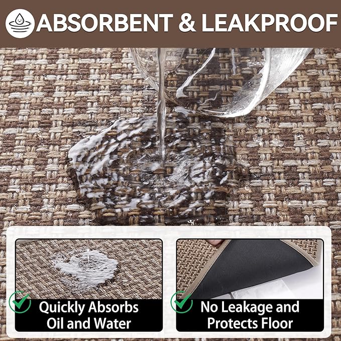 Door Mat 17x30, Door Mat Indoor Entrance Dirt Resistant and Absorbent, Non-Slip Rubber Backing Front Door Mats, Easy Clean Low-Profile Doormat for Entryway, Front Door, Inside Entrance, Brown