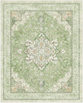 Marsail 8x10 Machine Washable Area Rug, Soft & Slip-Resistant Large Area Rug with Reinforced Bound Edges, Vintage Short-Pile Washable Rug with Floral Pattern for Living Room, Dinning Room and Bedroom