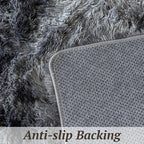 6x9 Area Rugs for Living Room Bedroom, Soft Fluffy Shaggy Bedside Rug, Indoor Floor Carpet for Kids Playroom, Dorms, Nursery Rooms, Home Decor (Tie-Dyed Dark Grey 6'x9')