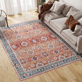 Dripex 9x12 Area Rugs - Stain Resistant Washable Rug Distressed Rugs for Living Room Dining Room Bedroom Anti-Slip Low-Pile and Soft Accent Rug Farmhouse Office Home Decor, Pet & Child Friendly