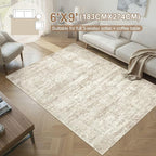 Area Rug Living Room Rugs - 6x9 Abstract Large Soft Indoor Washable Rug Neutral Modern Low Pile Carpet for Bedroom Dining Room Farmhouse Home Office - Vintage Beige