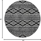 SAFAVIEH Tulum Collection Area Rug - 5' Round, Black & Ivory, Moroccan Boho Tribal Design, Non-Shedding & Easy to Clean, Ideal for Living Room, Bedroom, Dining Space (TUL272Z)