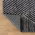 Rugshop Geometric Diamond Stripe Area Rug Anthracite Dark Gray 7' 10" x 10' Perfect for Large Living Rooms, Dining Areas, or Master Bedrooms