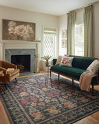 Loloi Rifle Paper Co. Rosa Collection RSA-01 Black 2'-6" x 9'-6" Runner Rug
