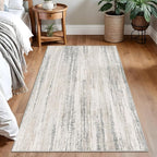 MUJOO 3x5 Rug Washable,Entryway Rug Small Area Rugs for Bedroom Living Room Kitchen Bathroom,Modern Abstract Non Slip Carpet,Indoor Entry Mat,Low Pile Throw Rug Neutral Accent Beige and Grey