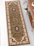 Well Woven Barclay Collection Medallion Kashan Green 2x7 Runner Rug - for Hallways, Kitchens, and Entryways