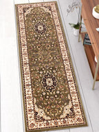 Well Woven Barclay Collection Medallion Kashan Green 2x7 Runner Rug - for Hallways, Kitchens, and Entryways