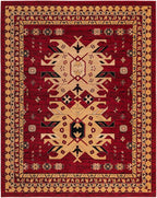 Unique Loom Taftan Collection Border Geometric Tribal Inspired Design Area Rug (8' 0 x 10' 0 Rectangular, Red/ Gold)