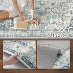 zesthome 10x12 Area Rugs-Washable Rug for Living Room, Non-Slip Backing Rugs, Stain Resistant 10x12 Rug for Bedroom, Ultra-Thin Low Pile Rugs, Vintage Large Home Decor