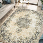 Keen Home Design 8x10 Rug - Machine Washable Area Rug with Non-Slip Backing, Ideal for Living Room, Dining Room, Bedroom - Vintage, Easy Clean, Durable, Low Pile - (8' x 10')