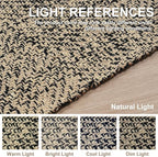 Collive 4x6 Area Rug, Natural/Black Woven Cotton Washable Modern Bedroom Rugs, Boho Dining Room Door Rug Carpet with Tassel for Living Room Nursery Room Office, Outdoor Rug for Patio Hallway Decor