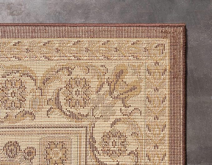 Unique Loom Versailles Collection Traditional Classic Medallion Floral Motif Area Rug (9' 0 x 12' 0 Rectangular, Brown/ Ivory)