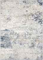 Area Rug Living Room Rugs - 4x6 Abstract Large Soft Indoor Washable Rug Neutral Modern Low Pile Carpet for Bedroom Dining Room Farmhouse Home Office - Beige Blue