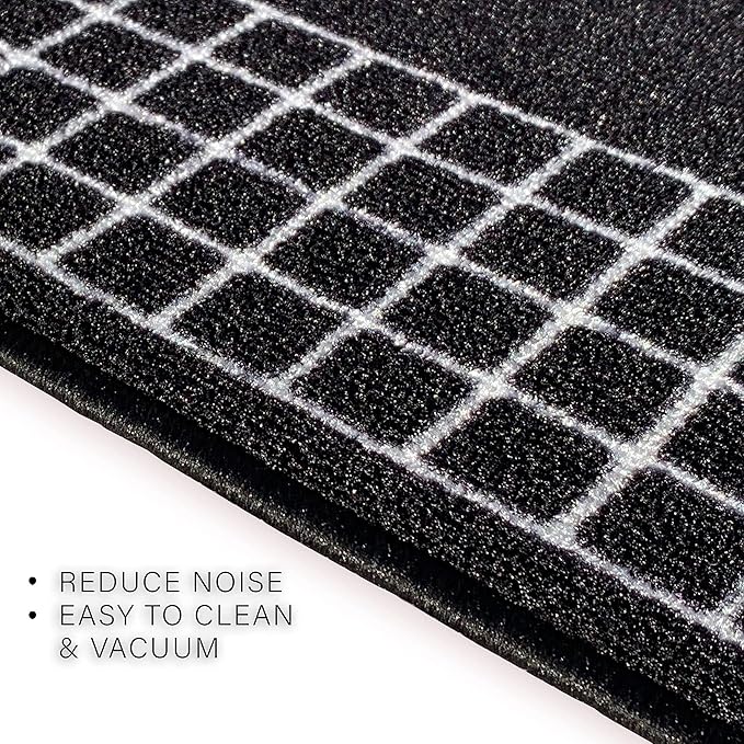 Custom Made Runner Rug for Kitchen Foyer Hallway Entry Choose Your Length 26 Inch Wide Geometric Checkered Design Black Color (24 feet x 26 inch)