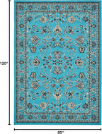 Unique Loom Sialk Hill Collection Area Rug - Washington (7' 1" x 10' Rectangle Turquoise/Black)