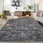 RUGSREAL Bedroom Area Rug 4x6 Modern Abstract Area Rug Stain Resistant Small Living Room Rug Contemporary Dining Room Rug Non-Slip Solid Rug Aesthetic Accent Floor Carpet for Kitchen Office, Dark Grey