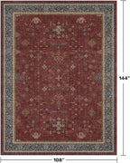 Oriental 9x12 Soft Rugs for Living Room - Dark Red Rugs for Bedroom Aesthetic, Dining Room Under Kitchen Table, Washable Soft Non Slip Large Area Vintage Décor