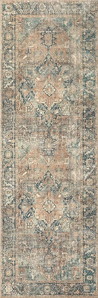 Loloi Margot Collection MAT-02 Terracotta/Lagoon 7'-6" x 9'-6" Area Rug feat. CloudPile, No-Shed Easy Clean Large Patterned Area Rug for Living Room, Bedroom, Dining Area