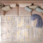 Rugshop Geometric Boho Area Rug – Warm Yellow Tribal Pattern, Perfect for Living Room, Bedroom, Dining Room, 5x7
