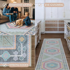 Fame Living Washable Area Rug. Modern Farmhouse. Vintage. Turkish. Bohemian. Distressed. Oriental. Traditional. Rugs for Living Room. Dining. Bedroom. Office. Entryway. Foyer. (856GP, 2'5" x 13')