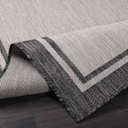 CAMILSON Indoor Outdoor Rug, 8x10 Bordered Gray Modern Area Rugs for Indoor and Outdoor Patios, Kitchen and Hallway Mats, Washable Porch Deck Outside Carpet (Bordered Grey, 8 x 10)