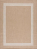 CAMILSON Outdoor Rug 10x14, Large Modern Outside Rugs for Patios Porches Waterproof Durable Washable Non-Shedding, Easy-to-Clean Indoor/Outdoor Area Carpet (10 x 14, Bordered - Beige/White)