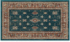 RUGGABLE Washable Vintage Area Rug – Verena Teal Blue 3x5, Stain-Resistant, Non-Slip – Small Machine Washable Rugs for Living Room, Bedroom, Hallway, Entryway & Office–with Standard Pad