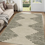 HelloTree Area Rug 3x5 Geometric Rug,Washable Modern Neutral Stain Resistant Indoor Carpet Boho Living Room Moroccan Rugs Fluffy Rug for Living Room Bedside Room Decor for Family-Cream