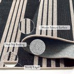 Lahome Striped Easy Jute Runner, 2x6 Kitchen Runner Rug Non Slip Washable Outdoor Rug for Entryway Indoor, Farmhouse Indoor Outdoor Black Carpet for Hallway 6ft Entry Front Door