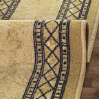 Antep Rugs Alfombras Modern Bordered 2pc Non-Skid (Non-Slip) Low Profile Pile Rubber Backing Indoor Kitchen Runner Rugs (Brown, 2pc Set)
