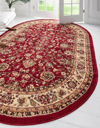 Unique Loom Sialk Hill Collection Area Rug - Washington (3' 3" x 5' 3" Oval Burgundy/Cream)