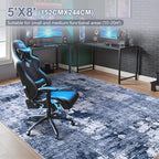 Area Rug Living Room Rugs - 5x8 Washable Large Soft Indoor Neutral Modern Abstract Low Pile Rug Carpet for Bedroom Dining Room Farmhouse Home Office - Navy Blue
