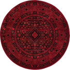 Unique Loom Tekke Collection Area Rug - Sheibani (5' Round, Red/ Black)