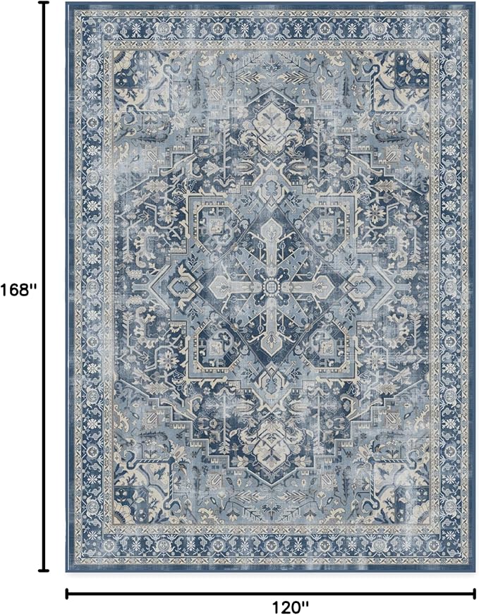 RUGGABLE Washable Area Rug – Outdoor Kamran Sunset Orange 3x5, Stain-Resistant, Non-Slip – Small Machine Washable Rugs for Entryway, Patio, Balcony, Deck, & Porch–with Standard Pad
