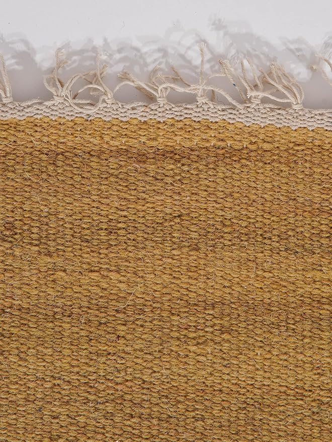 Rugsotic Carpets Hand Woven Flat Weave Kilim Wool 3'x5' Area Rug Solid Gold D00111