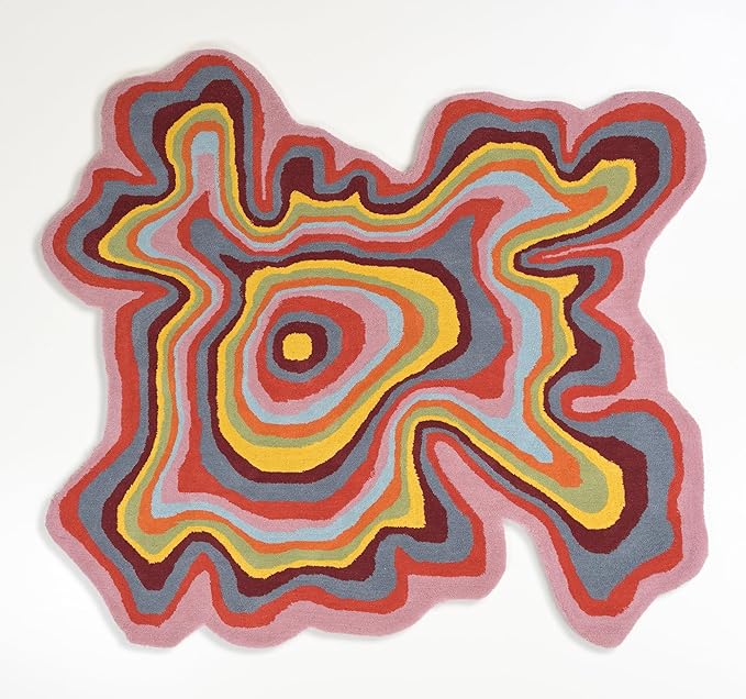 Irregular Shaped Handmade Wool Rug | Modern Colourful Stripe Premium Area Rug Perfect for Home Decor (IR-D, 10x10 ft)