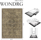8x10 Brown Washable Vintage Area Rug for Living Room Bedroom Soft Tranditional Non Slip Large Throw Rug Lightweight Floral Low Pile Distressed Carpet Office Playroom Dining Room