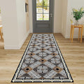 Classic Geometric Runner Rug, 2x10ft, Greek Key Print Runners Rugs, Vintage Moroccan Checkered Carpet, Cozy Short Pile No Crease Farmhouse Rugs for Living Room Laundry