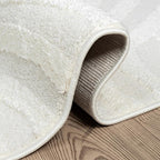 Abani Nomad Cream Tone-on-Tone Area Rug 2' x 3' for Living Room, Bedroom - Linear Curves Pattern - Durable & Easy to Clean
