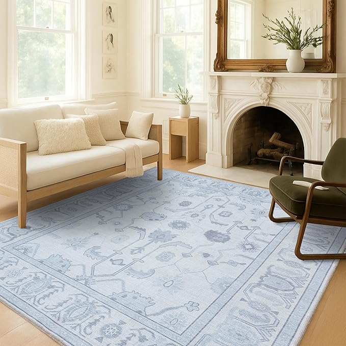 Fame Living Beige Oushak Runner Rug, Modern Runners, Turkish, Eclectic, Floral, Pastel, Washable, Small Throw Rugs, Short Runner for Hallway, Entryway, Foyer, Bedroom, Kitchen, Bathroom, 2'5"x6'5"