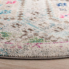 SAFAVIEH Madison Collection 5' Round Grey / Yellow MAD418F Boho Diamond Distressed Non-Shedding Dining Room Entryway Foyer Living Room Bedroom Area Rug