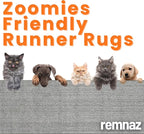 40ft Cut-to-Measure Runner Rug for Extra Long Hallways - Striped Grey | Non-Slip & Washable | No-Fray Edge Finished