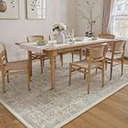 Taupe Area Rug 5x8 Machine Washable Vintage Living Room Distressed Non Slip Carpet Traditional Indoor Bedroom Retro Floral Accent Throw Large Rug for Office Kitchen Bathroom Dining Room