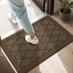 COSY HOMEER Non-Slip Door Mat 24"x36", Entryway Rugs Low Profile Absorbent Dirt Trapper Doormat for Front Entrance, Washable Polypropylene Entry Mat (Dark Brown)